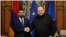 Ukraine - Ukrainian parliament speaker Ruslan Stefanchuk meets Sargis Khandanian, chairman of the Armenian parliament committee on foreign relations, Kyiv, February 13, 2025.