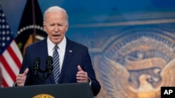 U.S. President Joe Biden speaks about his administration's plans to combat rising gas prices in Washington on March 31. 