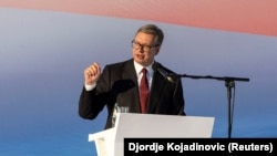 Predsednik Srbije Aleksandar Vučić na skupu vladajuće Srpske napredne stranke, 27. jun 2026.