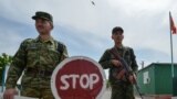 KYRGYZSTAN -- Kyrgyz border guards patrol at a frontier post in the village of Maksat, near the Kyrgyz-Tajik border, May 4, 2021