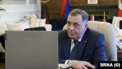 Lider Saveza nezavisnih socijaldemorata Milorad Dodik, 15. april 2025. 