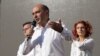 Armenia - Edmon Marukian, the leader of the Bright Armenia Party, speaks at an election campaign meeting in Yerevan, June 18, 2021.