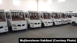 FILE: Vehicles assembled inside a car factory in Balkh in March.