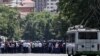 Armenia -- Employees of a betting company block Marshal Bagramian Avenue in Yerevan in protest against new restrictions on betting and gambling, May 29, 2019.