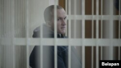 Ulad Kazakevich in a Minsk courtroom on March 3