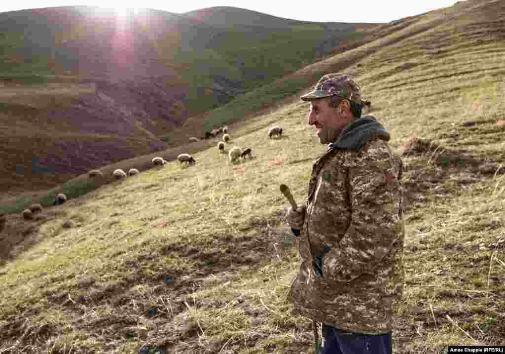 Radek, a shepherd in the village of Lernavan on April 18, was one of eight working Armenians who opened up about how their country&#39;s 2018 &quot;velvet revolution&quot; had affected their lives in What&rsquo;s Changed? Armenia One Year After Revolution. (Amos Chapple, RFE/RL)