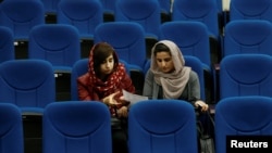 Female students of American University of Afghanistan attend new orientation sessions at a American University | Kabul, March 27, 2017