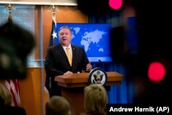 Secretarul de stat Mike Pompeo la conferința de presă pe tema Tratatului INF