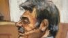 منصور أربابسيار كما يصوره رسم في جلسة محكمة في 11/10/2011 بنيويورك. 
