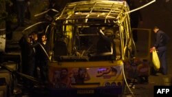 Автобус, взорванный в Ереване