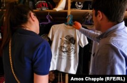 One of Ohanian's T-shirts on sale in Yerevan's Vernissage Market