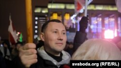 Андрэй Кудзік на мітынгу супраць інтэграцыі, 20 сьнежня