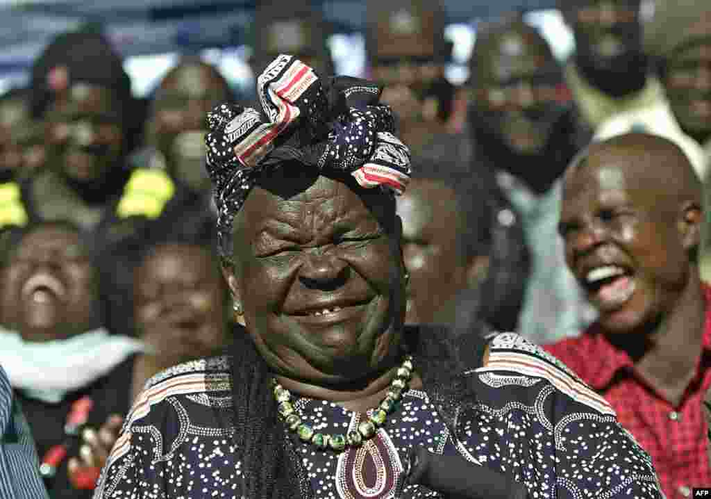 Sarah Obama, stepgrandmother to U.S. President Barack Obama, reacts to news of his reelection victory in the hamlet of Kogelo in western Kenya. (AFP/Tony Karumba)