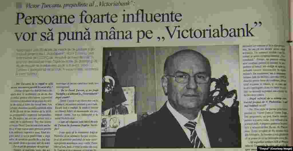 &quot;Timpul&quot;, 18 noiembrie 2005, atac raider la Victoriabank, legăturile dintre Plahotniuc şi Victor Ţopa şi Viorel Ţopa