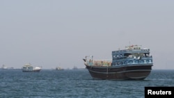 Ships and boats in the Strait of Hormuz on May 4. 