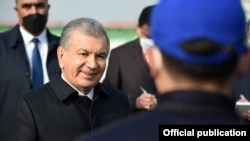 Uzbek President Shavkat Mirziyoev on a visit to the regions on February 4.