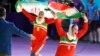 Jafarikoochi Saeideh (right) and Karami Khatouban Fatemeh of Iran celebrate after defeating India during the women's kabaddi final at the 18th Asian Games in Jakarta on August 24.