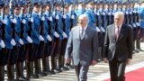 Serbia -- Alexandr Grigoryevich Lukashenka, president of Belarus visiting Belgrade and Tomislav Nikolic, president of Serbia (R), Belgrade, 12 June 2014.