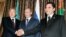 Presidents Nazarbaev (left), Putin (center) and Berdymukhammedov after their summit in Turkmenbashi