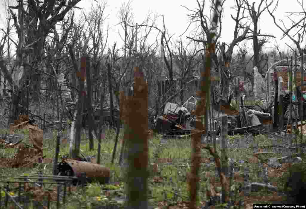 The ravaged landscape of no-man&#39;s-land between positions held by the Ukrainian military and those of separatist forces in April 2017. &nbsp; Stepanov says after dedicating much of his life to photographing the conflict in his native country, it is now impossible for him to stop.