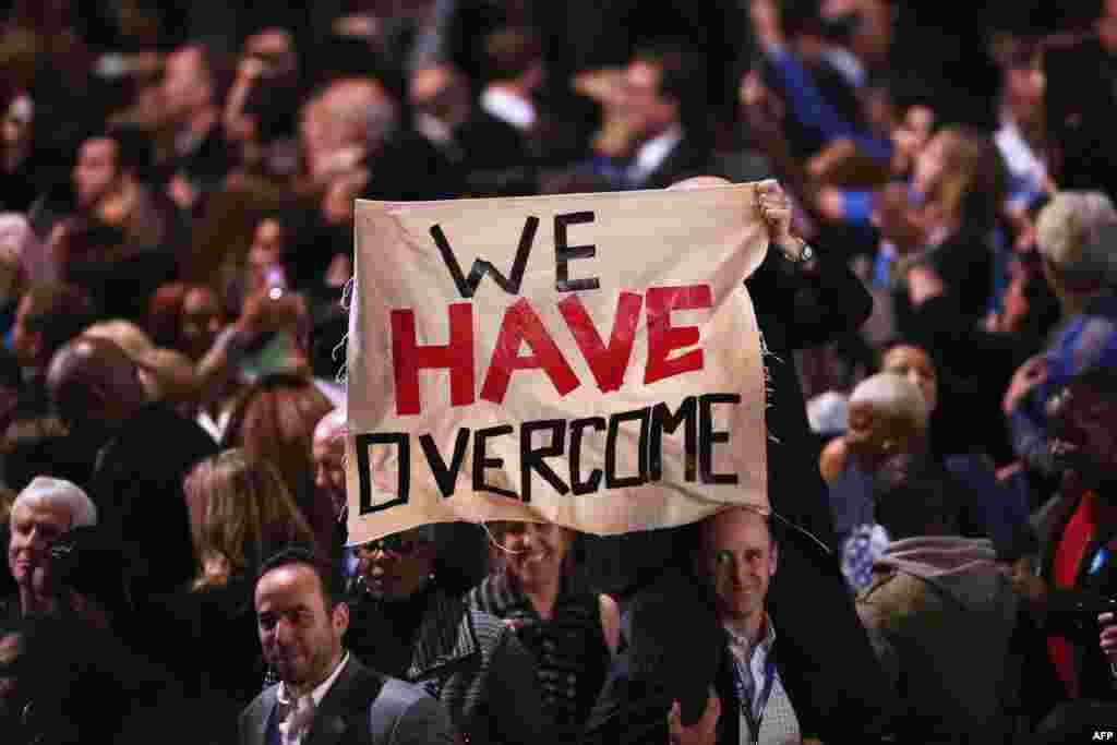 Obama supporters celebrate in Chicago, Illinois. 