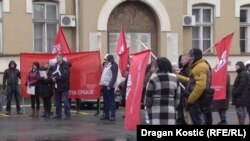 Medical staff at Serbia's leading clinic stage a warning strike over poor working conditions in Belgrade on December 24.