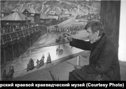 Karatanov paints The Funeral Of Worker M. Chalnikov in 1935.