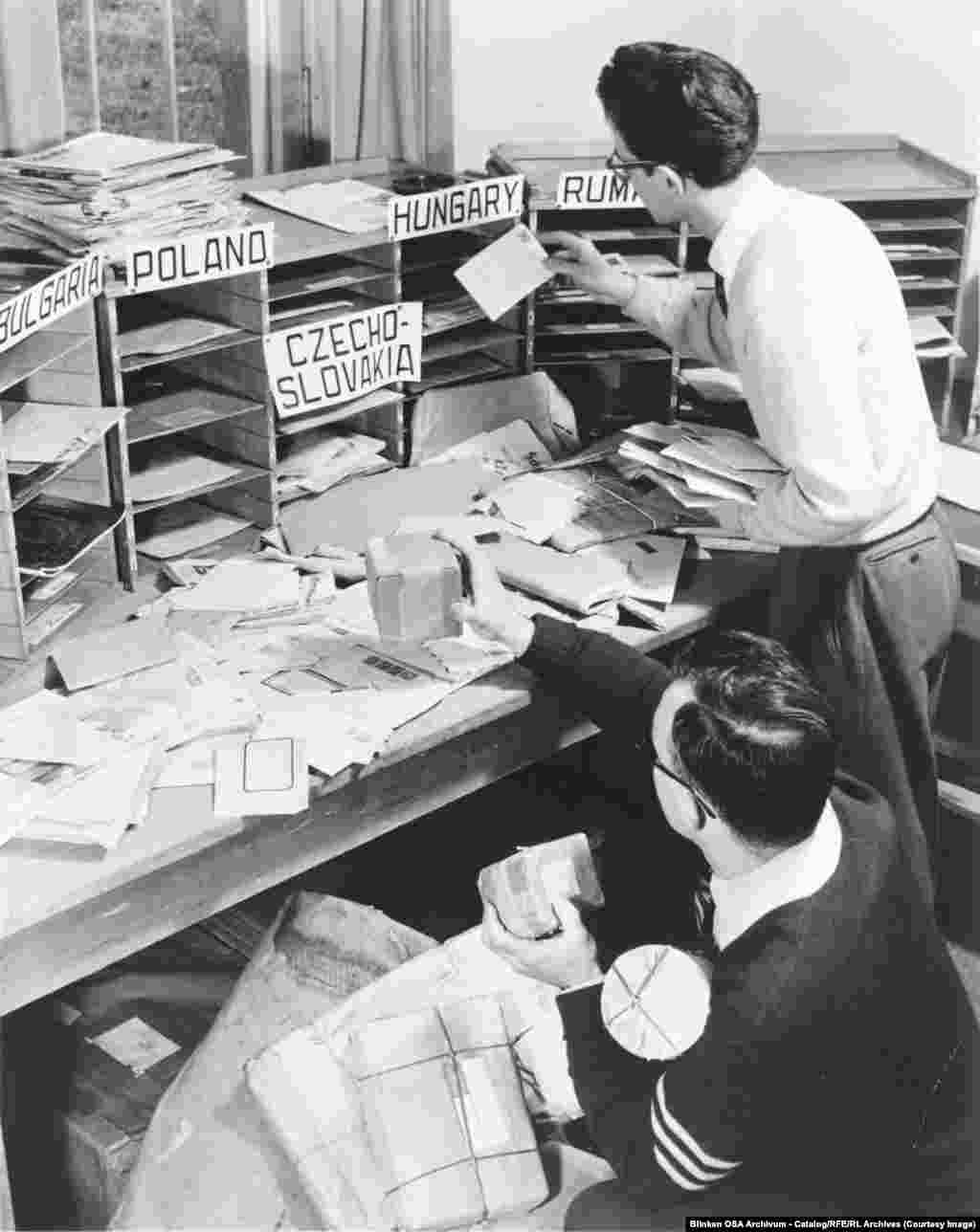 RFE workers in the Munich headquarters sort through mail received from broadcast countries.RFE was set up with the stated aim of “keeping alive the spirit of freedom in the hearts and minds of captive people” living under communism in Eastern Europe.