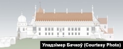 Выгляд каралеўскага палаца з боку гораду пасьля рэканструкцыі (варыянт Уладзімера Бачкова)