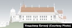 Выгляд каралеўскага палаца з боку гораду пасьля рэканструкцыі (варыянт Уладзімера Бачкова)