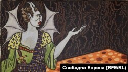Илюстрация на Николай Райнов към приказката „Княз и чума“. Частна колекция, 1931 г. Снимка: СГХГ.