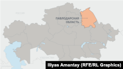 Павлодарская область на карте Казахстана