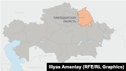 Павлодарская область на карте Казахстана