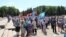 Protesters gather on July 1 in Birobidzhan, in Russia's Far East.