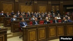 Armenia - Deputies from the Republican Party of Armenia at a parliament session in Yerevan 28 February 2018.