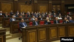 Armenia - Deputies from the ruling Republican Party of Armenia at a parliament session in Yerevan 28 February 2018.