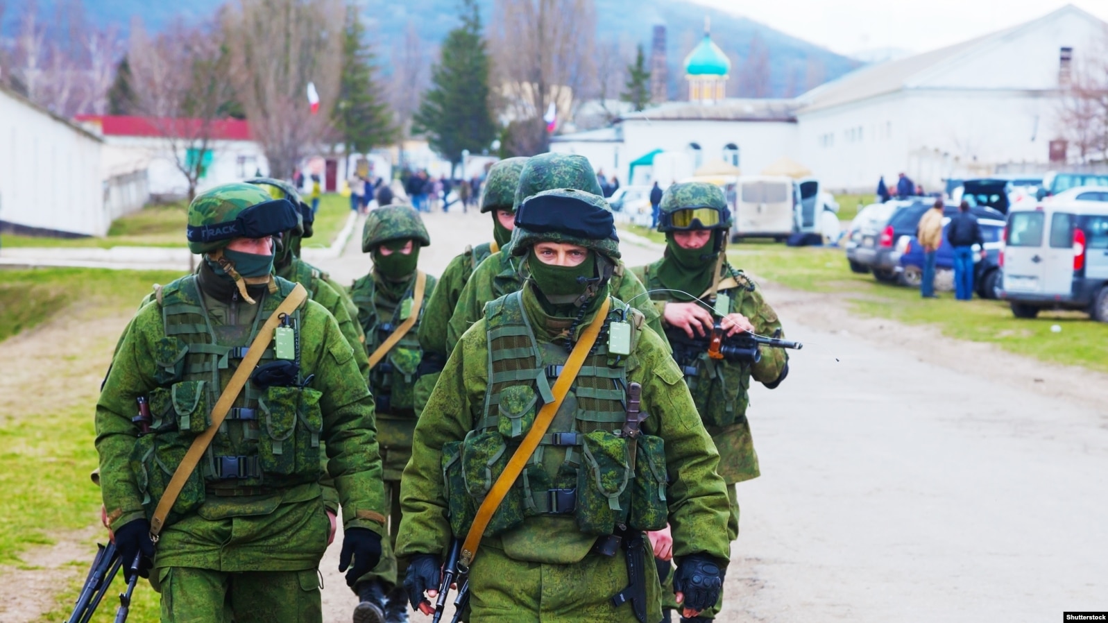 "Little green men" -- Russian military forces in Crimea in March 2014.