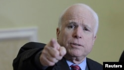 U.S. Senator John McCain spoke to opposition protesters.