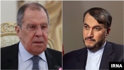 Russian Foreign Minister Sergei Lavrov (left) and his Iranian counterpart, Hossein Amir-Abdollahian (combo photo)