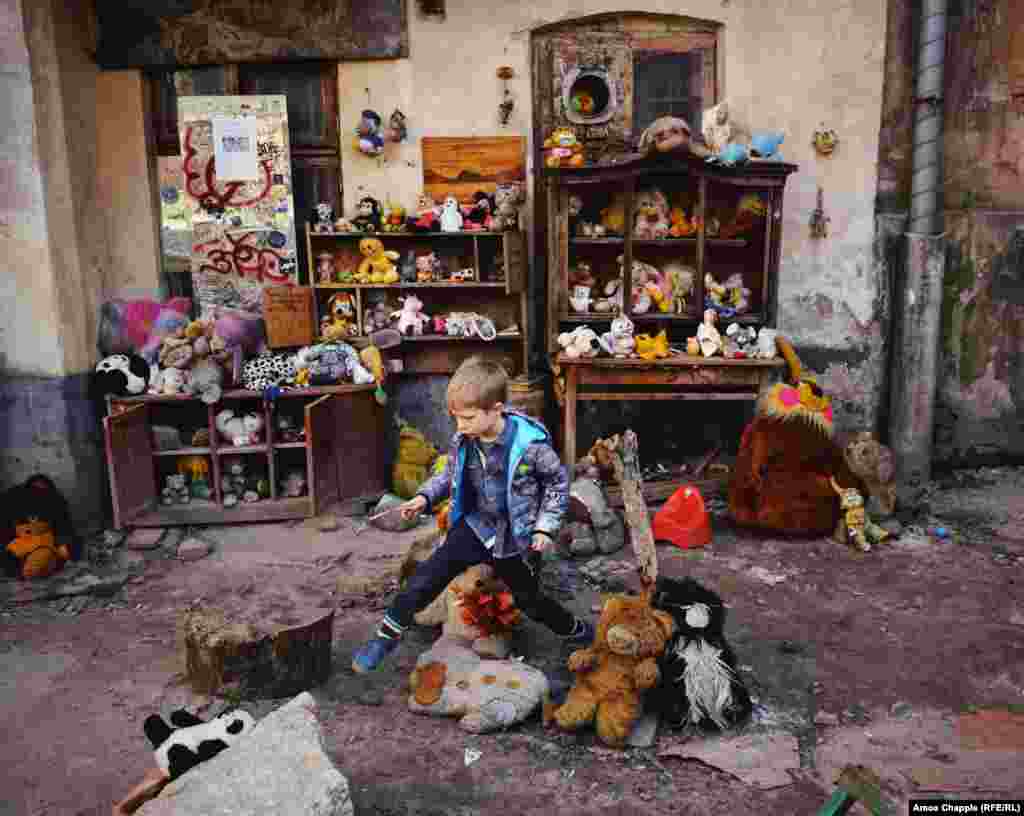 This is the "Yard Of Forgotten Toys" in the western Ukrainian city of Lviv.