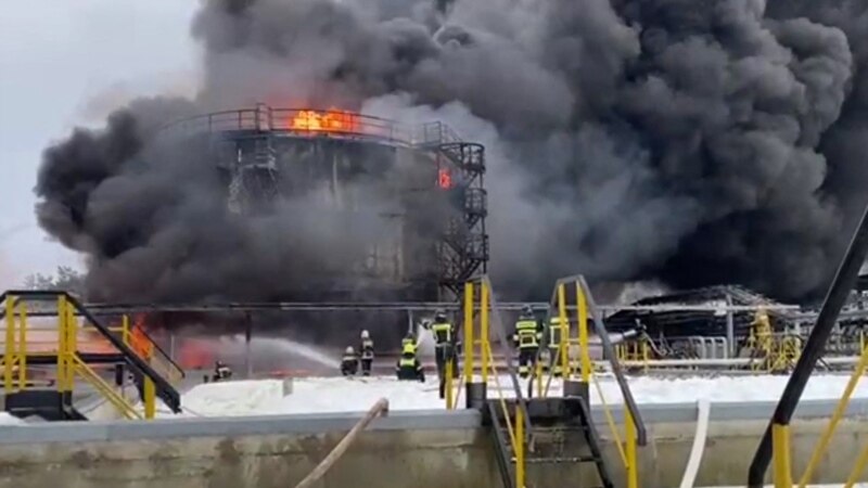 مخازن نفت روسیه در پی حمله پهپادی اوکراین دچار «آتش‌سوزی شدید» شد