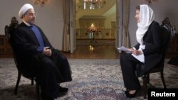 Iran -- President Hassan Rohani is pictured during an interview with Ann Curry from the US television network NBC in Tehran, September 18, 2013