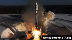 Запуск ракеты с космодрома Восточный в Амурской области
