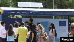 Armenia - A new solar-powered bus stop in Yerevan donated by the EU, 7Jul2017.