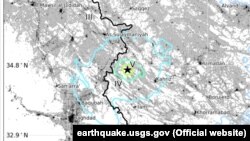 Иранның батысындағы Керманшах провинциясында болған жер сілкінісінің ошағы (жұлдызшамен белгіленген). 22 шілде 2018 жыл.