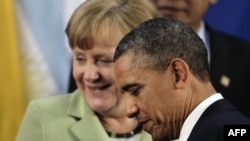 Numbers 1 and 2 on the "Forbes" list, U.S. President Barack Obama and German Chancellor Angela Merkel