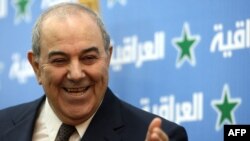 Iraq -- Iyad Allawi, leader of the Iraqi List, speaks to the press in Baghdad, 15Feb2011