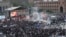 Gas balloons blew up during a Republican Party eleciton rally in Yerevan's Republic Square on May 4.