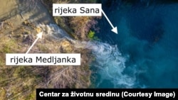 Zagađena rijeka Medljanka na ušću u Sanu koja teče kroz nekoliko gradova.