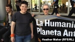 Chicago protesters Jill McLaughling (left) and Barbara Lyons of The World Can't Wait are using the NATO summit to protest the alliance's actions in Afghanistan and Pakistan.